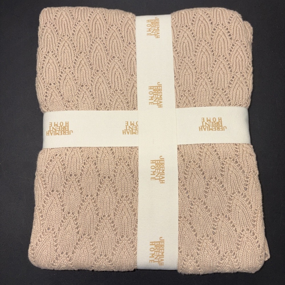 Sand Jeremiah Brent Home 100% Cotton Knitted Pointelle Scallop 50in x 60in 20743